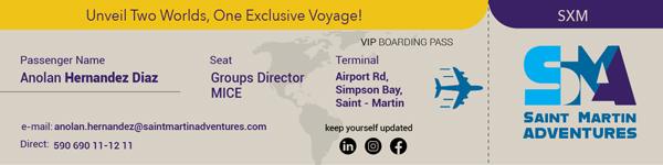 Saint Martin Adventures boarding pass email signature designed by Longo Advertising